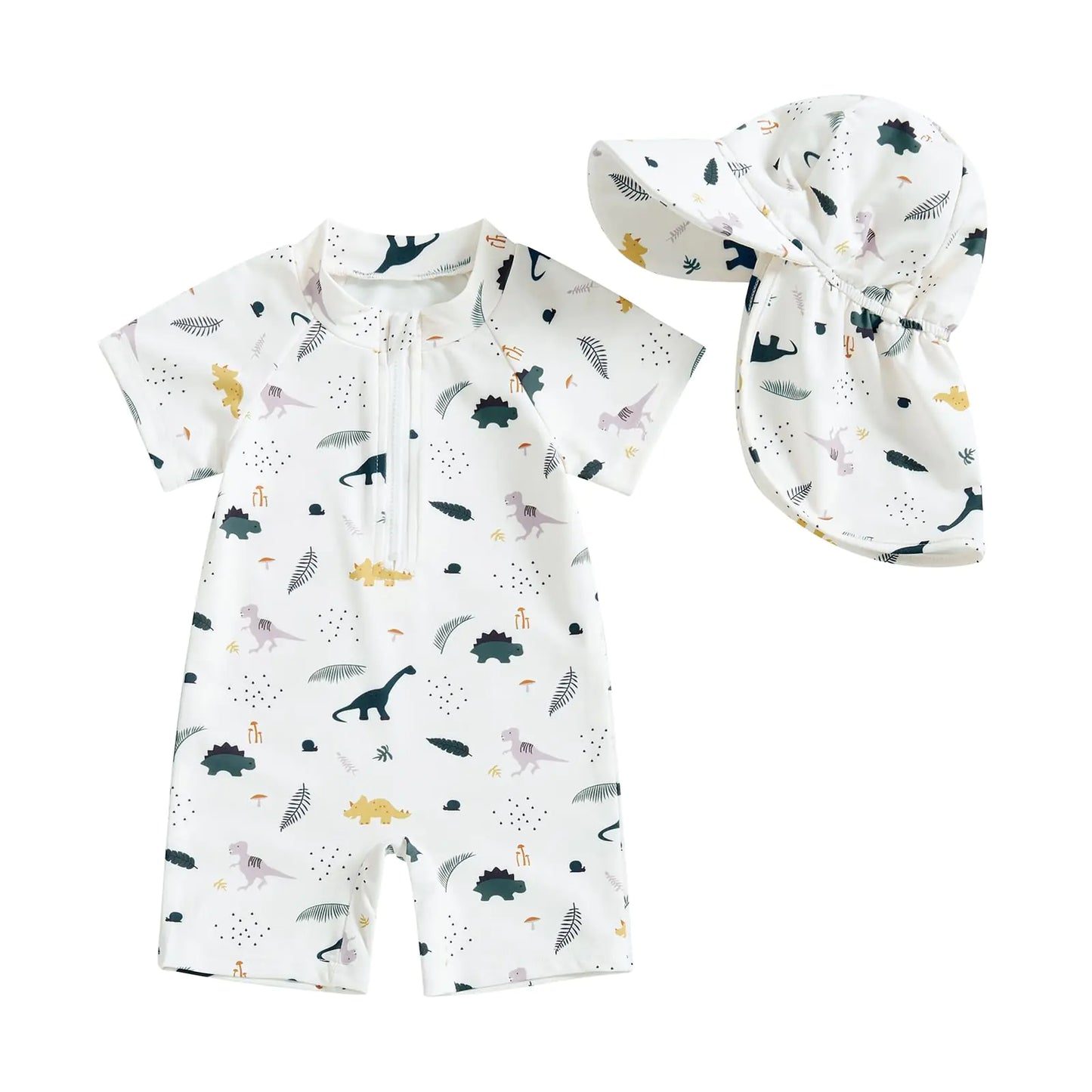 Hnyenmcko Infant Baby Boy Girls Rash Guard Swimsuit Short Sleeve Zipper Bathing Suit Toddler One Piece Swimwear Sunsuit (Co-Beige 0-3 Months)