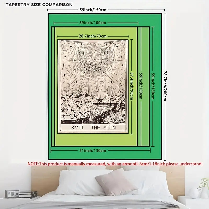 Tarot Moon Print Tapestry for Mystical Home Decor
