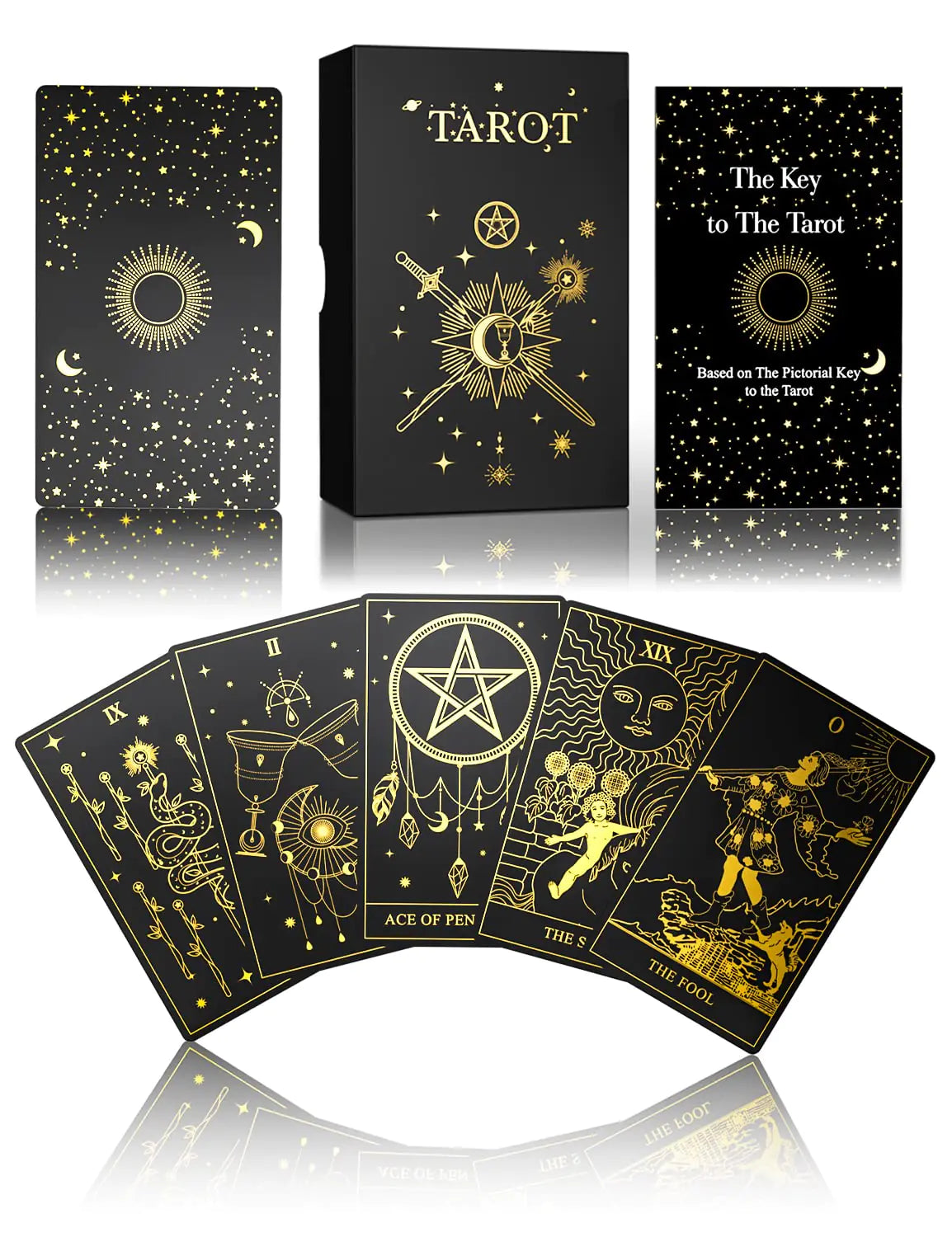 WJPC Gold Foil Tarot Cards with Guide Book Set&Gift Box for Beginner& Expert. Original DesignTarot Decks Tarot Cards Decks