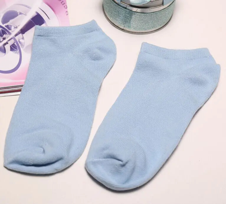 Solid Color Women's Socks - Invisible Cotton Boat Socks