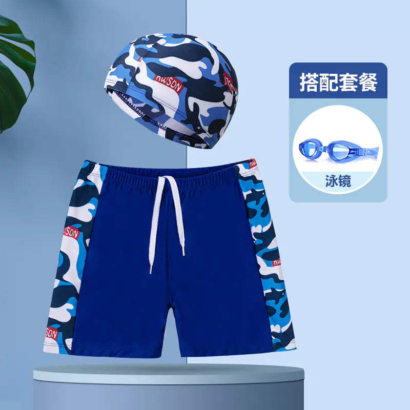 Boys' Swim Shorts and Cap Set for Kids