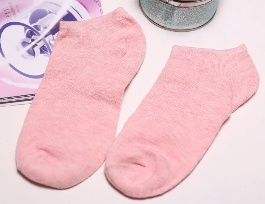 Solid Color Women's Socks - Invisible Cotton Boat Socks