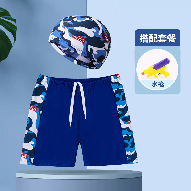 Boys' Swim Shorts and Cap Set for Kids