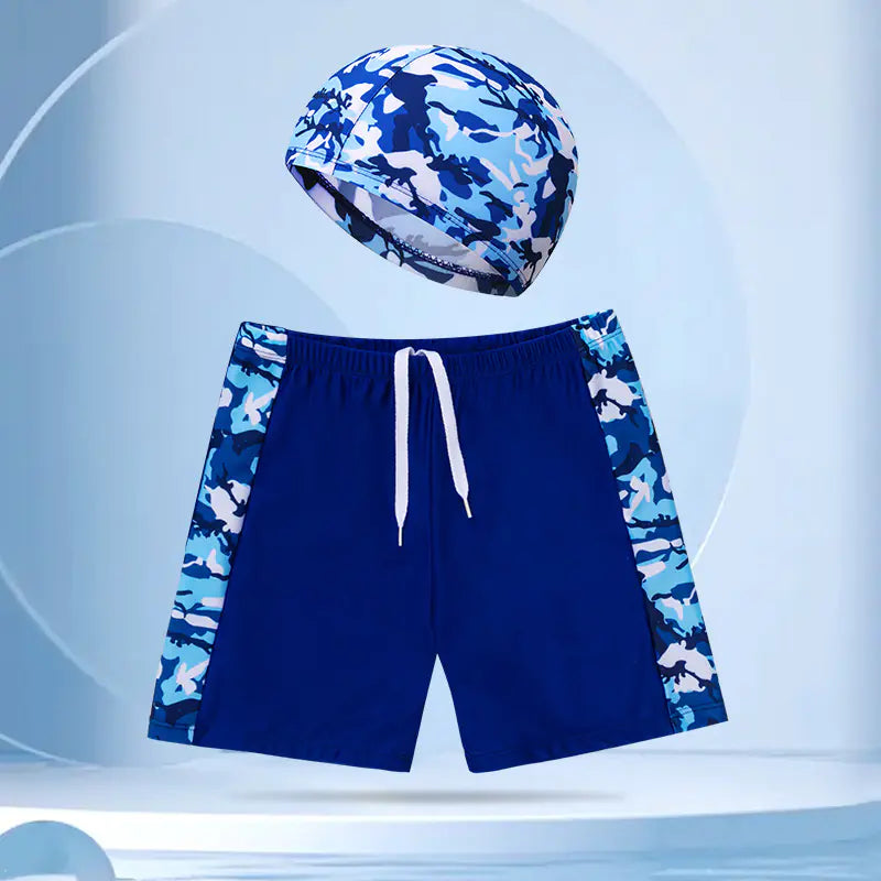 Boys' Swim Shorts and Cap Set for Kids