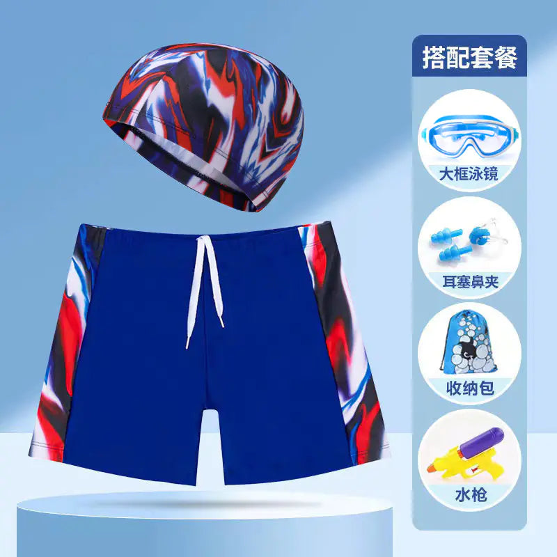 Boys' Swim Shorts and Cap Set for Kids