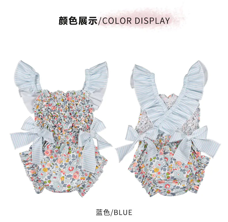 Cute One-Piece Swimsuit for Baby Girls in Blue Pink