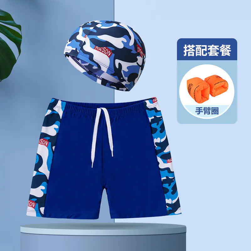 Boys' Swim Shorts and Cap Set for Kids