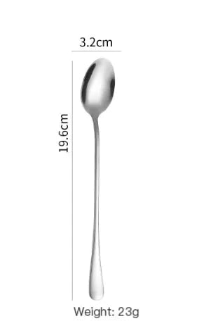 12pcs Long-Handle Stainless Steel Dessert Spoons