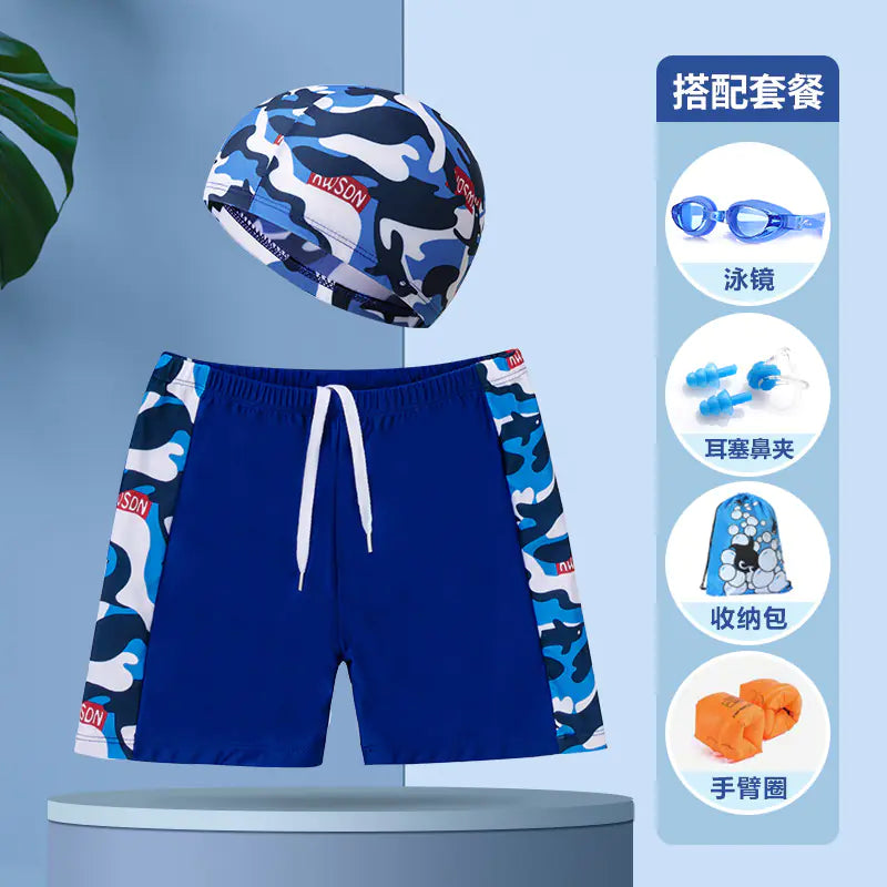 Boys' Swim Shorts and Cap Set for Kids