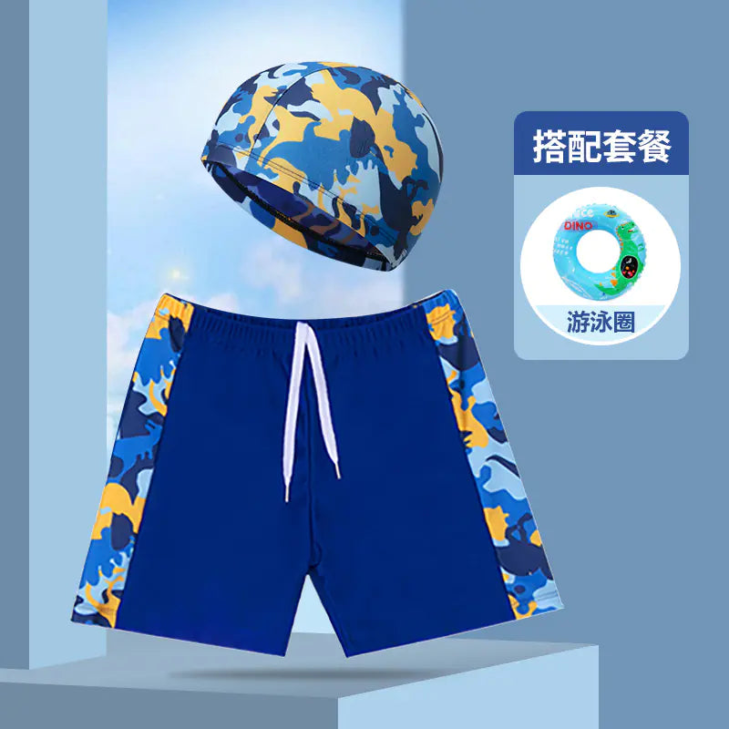 Boys' Swim Shorts and Cap Set for Kids