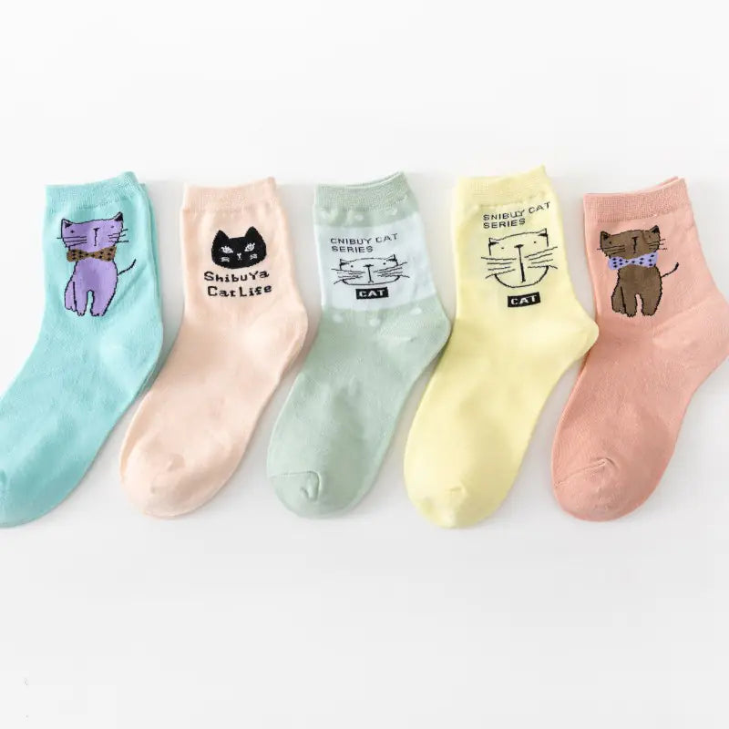 Cartoon Cat Cotton Ankle Socks (Short Socks)