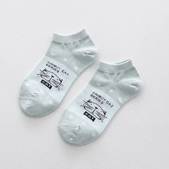 Cartoon Cat Cotton Ankle Socks (Short Socks)