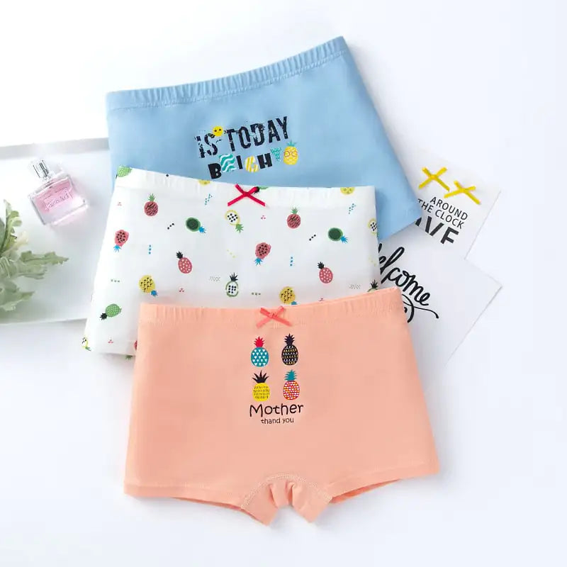 Creative Print Cotton Girls Boxer Underwear Set