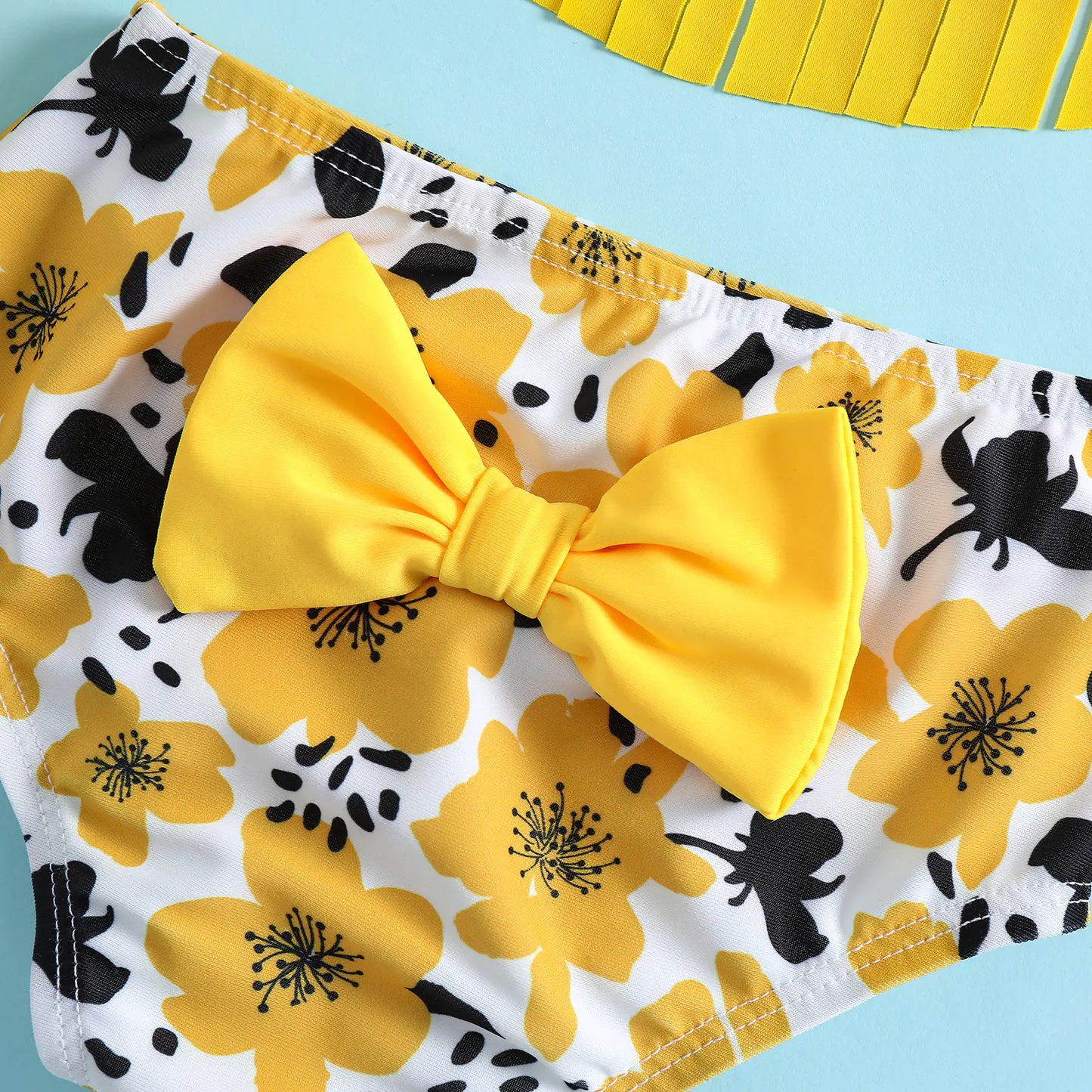 Butterfly Flowers Printed Baby Girls 3-Piece Swimsuit