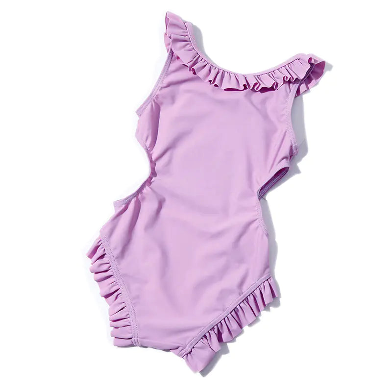 Girls' Cartoon Jellyfish One-Piece Swimsuit & Cap (1-7 Yrs)