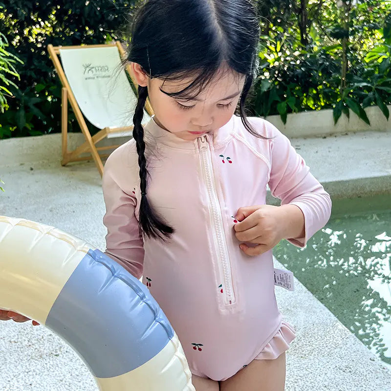 Girls' Quick-drying Long-sleeved Sunscreen Swimsuit