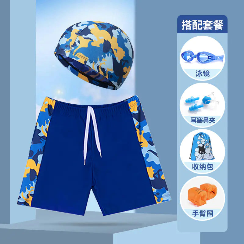 Boys' Swim Shorts and Cap Set for Kids