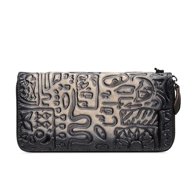 Vintage Oracle Leather Clutch Wallet for Women