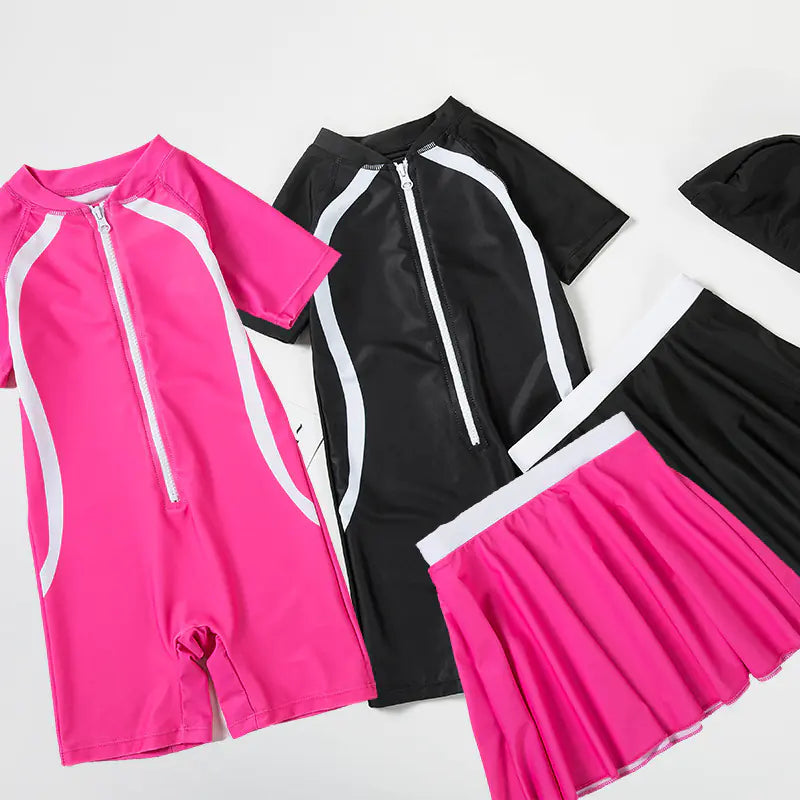 New Girls XL One-Piece Half-Sleeve Swimsuit Set