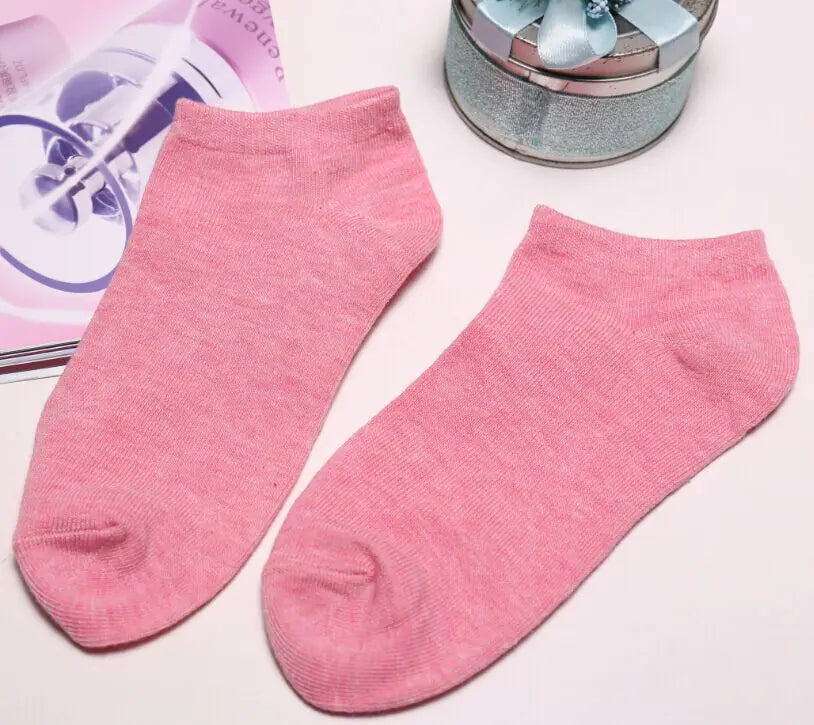 Solid Color Women's Socks - Invisible Cotton Boat Socks