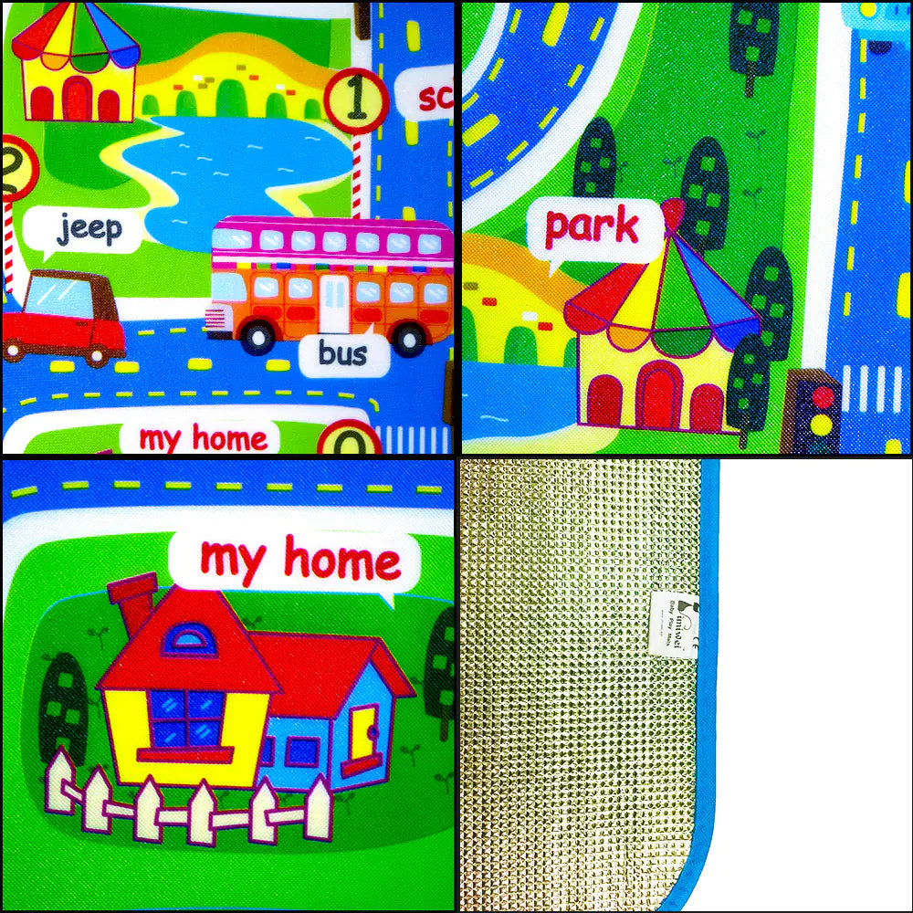 City Traffic Map Baby Crawling Mat and Play Mat