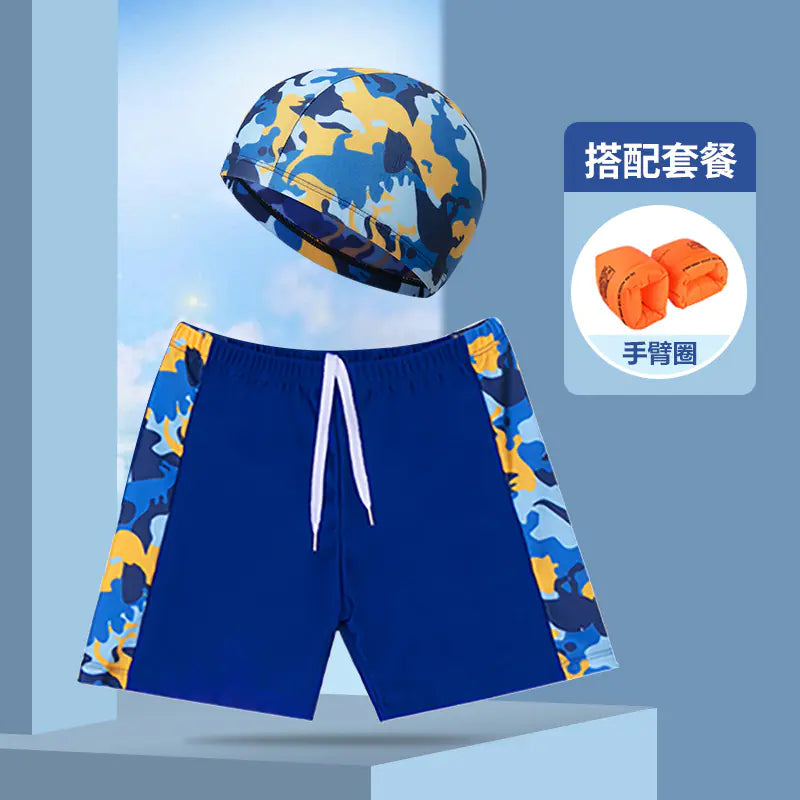 Boys' Swim Shorts and Cap Set for Kids
