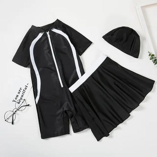 New Girls XL One-Piece Half-Sleeve Swimsuit Set