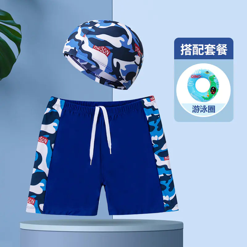 Boys' Swim Shorts and Cap Set for Kids