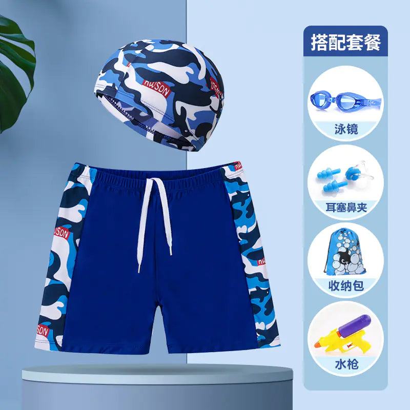 Boys' Swim Shorts and Cap Set for Kids