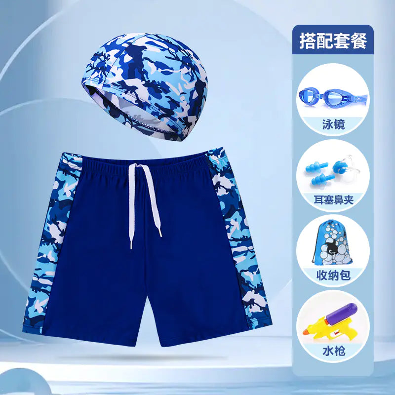 Boys' Swim Shorts and Cap Set for Kids