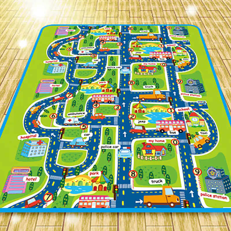 City Traffic Map Baby Crawling Mat and Play Mat
