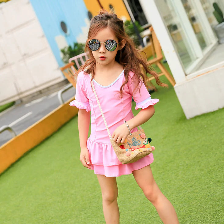 Girls' Korean-Style One-Piece Swimsuit for Kids