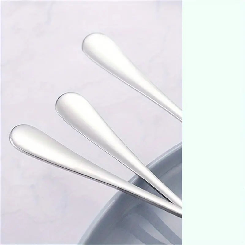 12pcs Long-Handle Stainless Steel Dessert Spoons