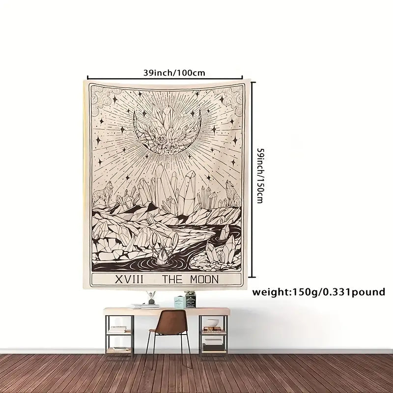 Tarot Moon Print Tapestry for Mystical Home Decor
