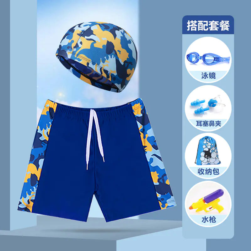 Boys' Swim Shorts and Cap Set for Kids