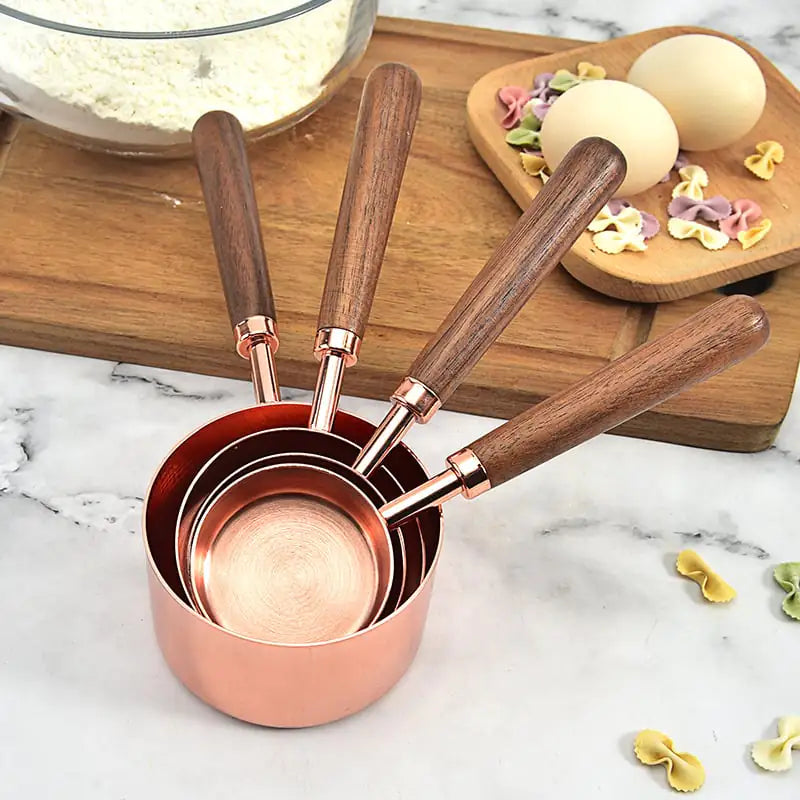 Copper-Plated Measuring Spoon with Walnut Handle