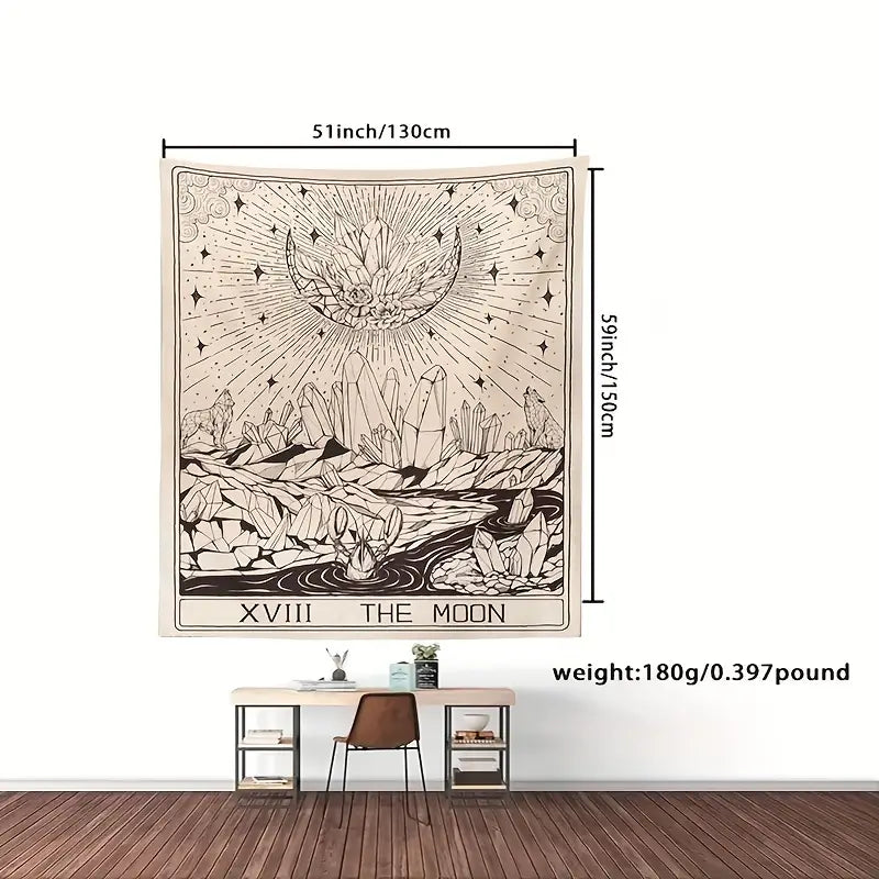 Tarot Moon Print Tapestry for Mystical Home Decor
