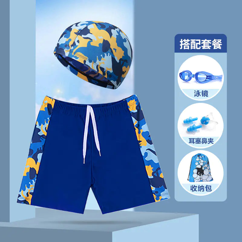 Boys' Swim Shorts and Cap Set for Kids