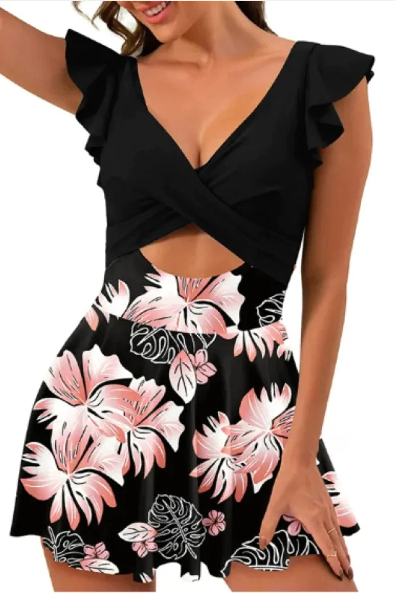 Flounced One-Piece Swimsuit