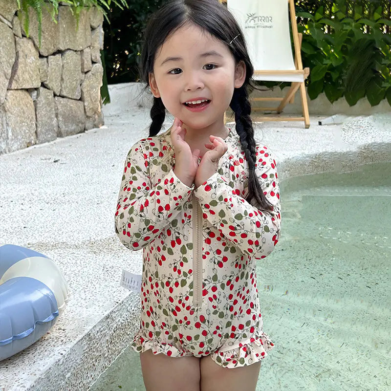 Girls' Quick-drying Long-sleeved Sunscreen Swimsuit