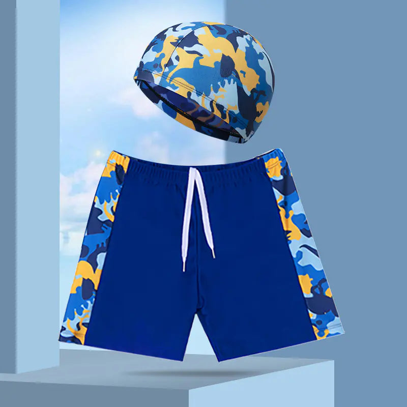 Boys' Swim Shorts and Cap Set for Kids