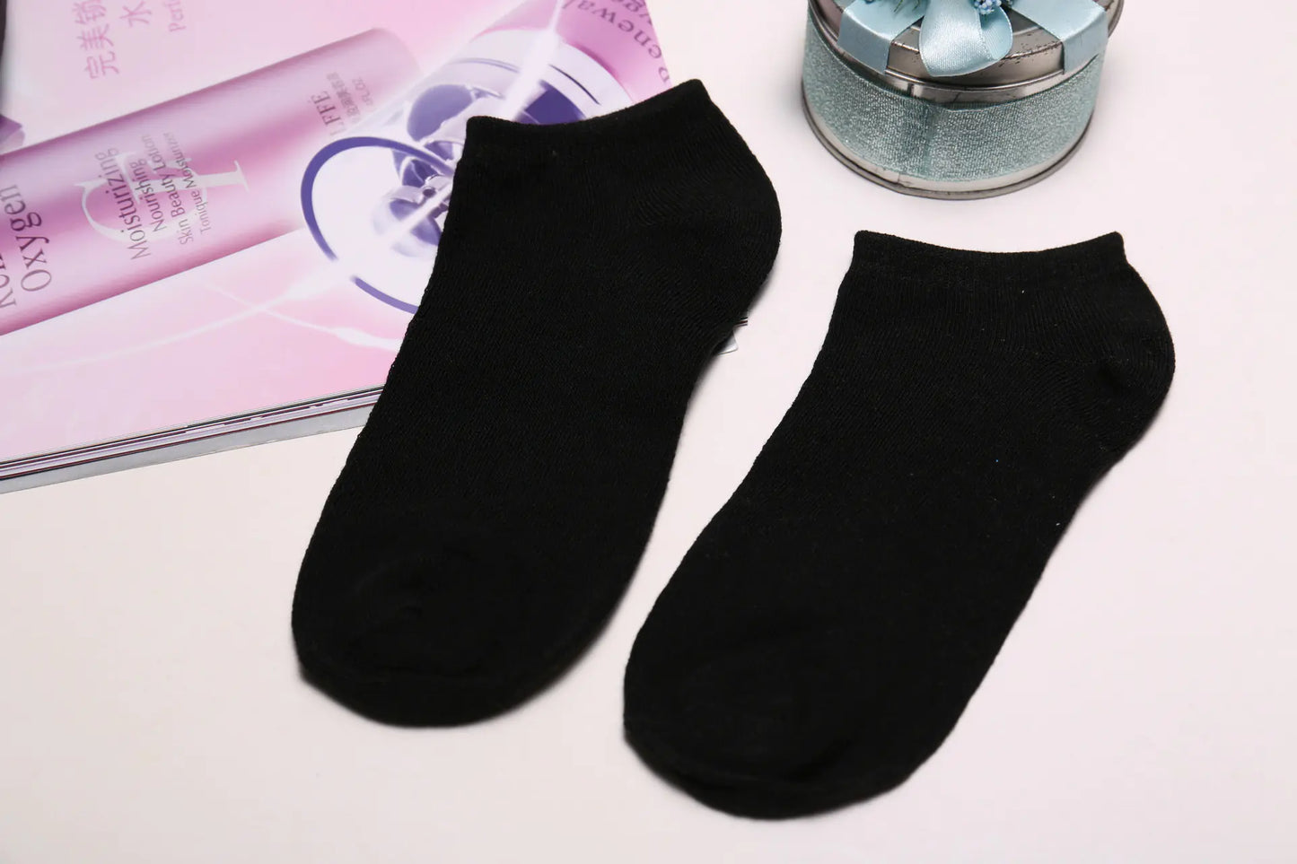 Solid Color Women's Socks - Invisible Cotton Boat Socks