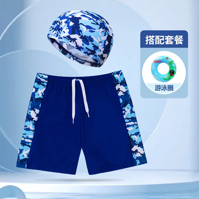 Boys' Swim Shorts and Cap Set for Kids