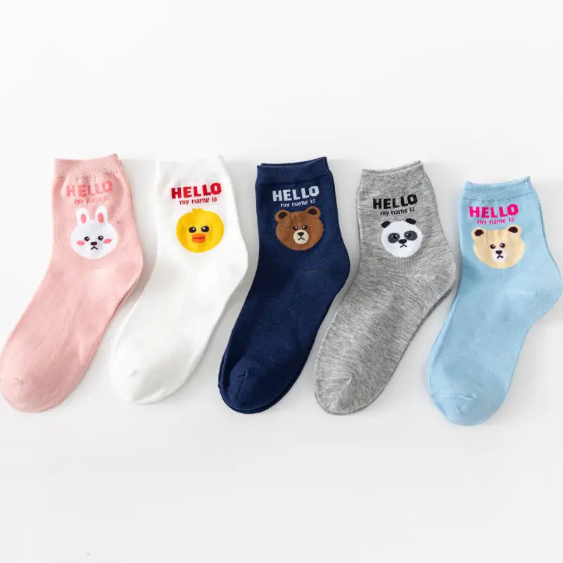 Cartoon Cat Cotton Ankle Socks (Short Socks)