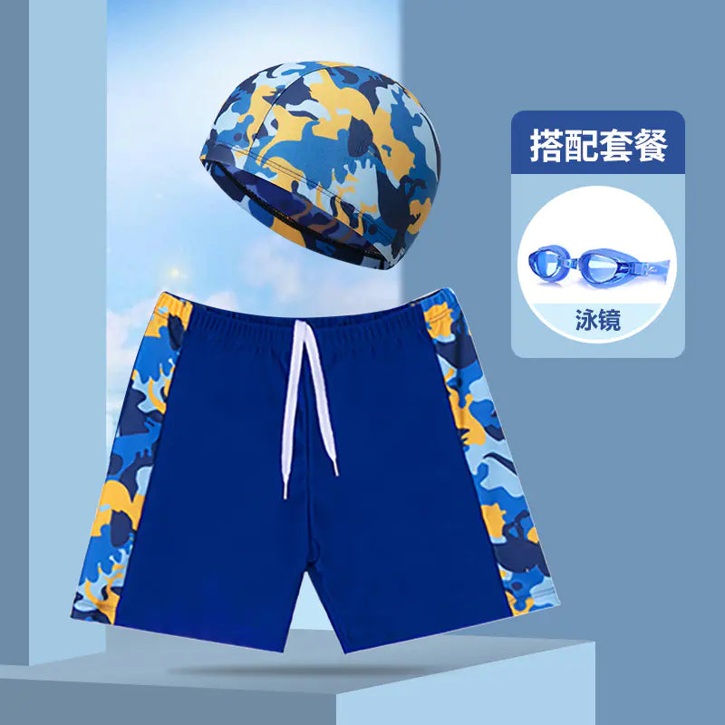 Boys' Swim Shorts and Cap Set for Kids