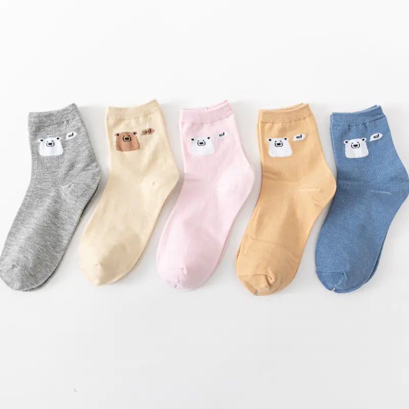 Cartoon Cat Cotton Ankle Socks (Short Socks)