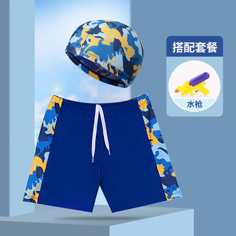 Boys' Swim Shorts and Cap Set for Kids