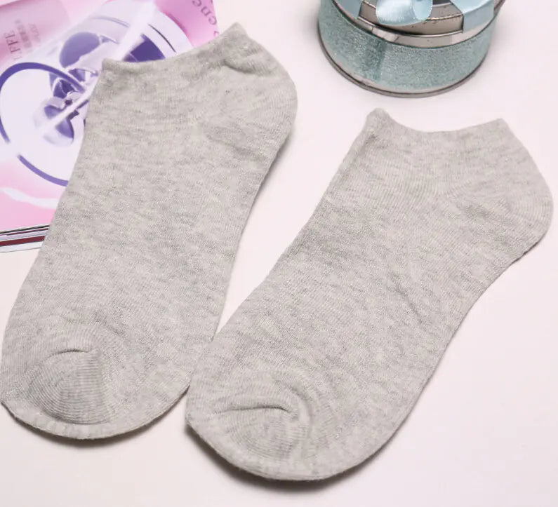 Solid Color Women's Socks - Invisible Cotton Boat Socks