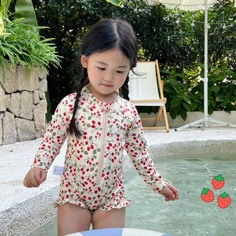 Girls' Quick-drying Long-sleeved Sunscreen Swimsuit