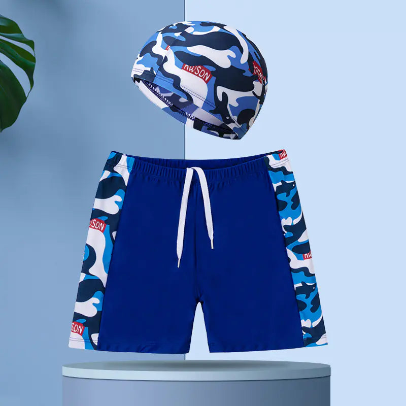 Boys' Swim Shorts and Cap Set for Kids